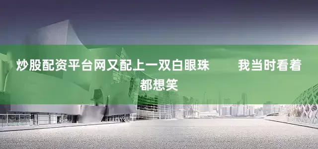 炒股配资平台网又配上一双白眼珠        我当时看着都想笑
